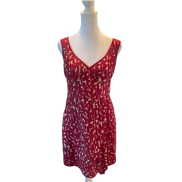 Nanette Lepore Dresses & Skirts - Nanette Lepore Women Faux Wrap Dress Sz.12 Red/White Sheath V-Neck  Knee length